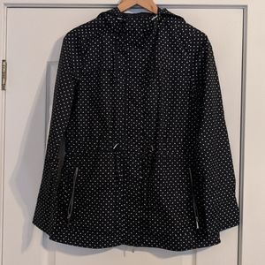 Merona, Navy polkadot hooded raincoat, size medium